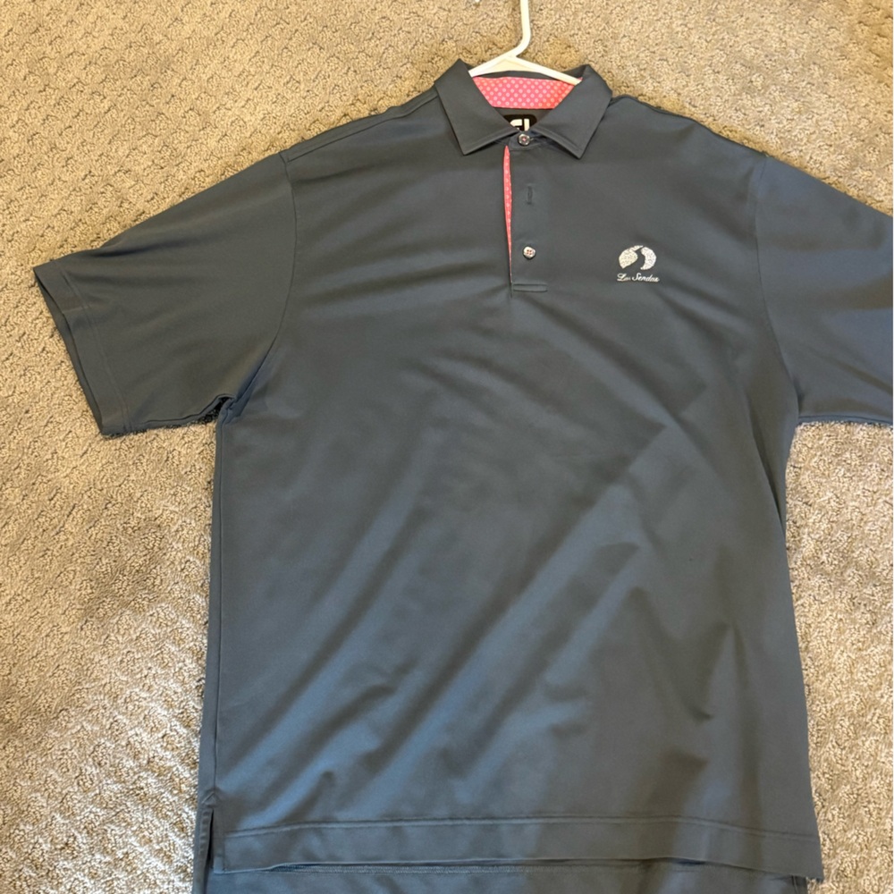 Gray Polo Shirt with Pink Accents